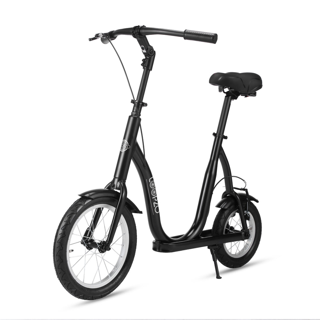 Loopzo loopfiets volwassenen schuin aanzicht links zwart