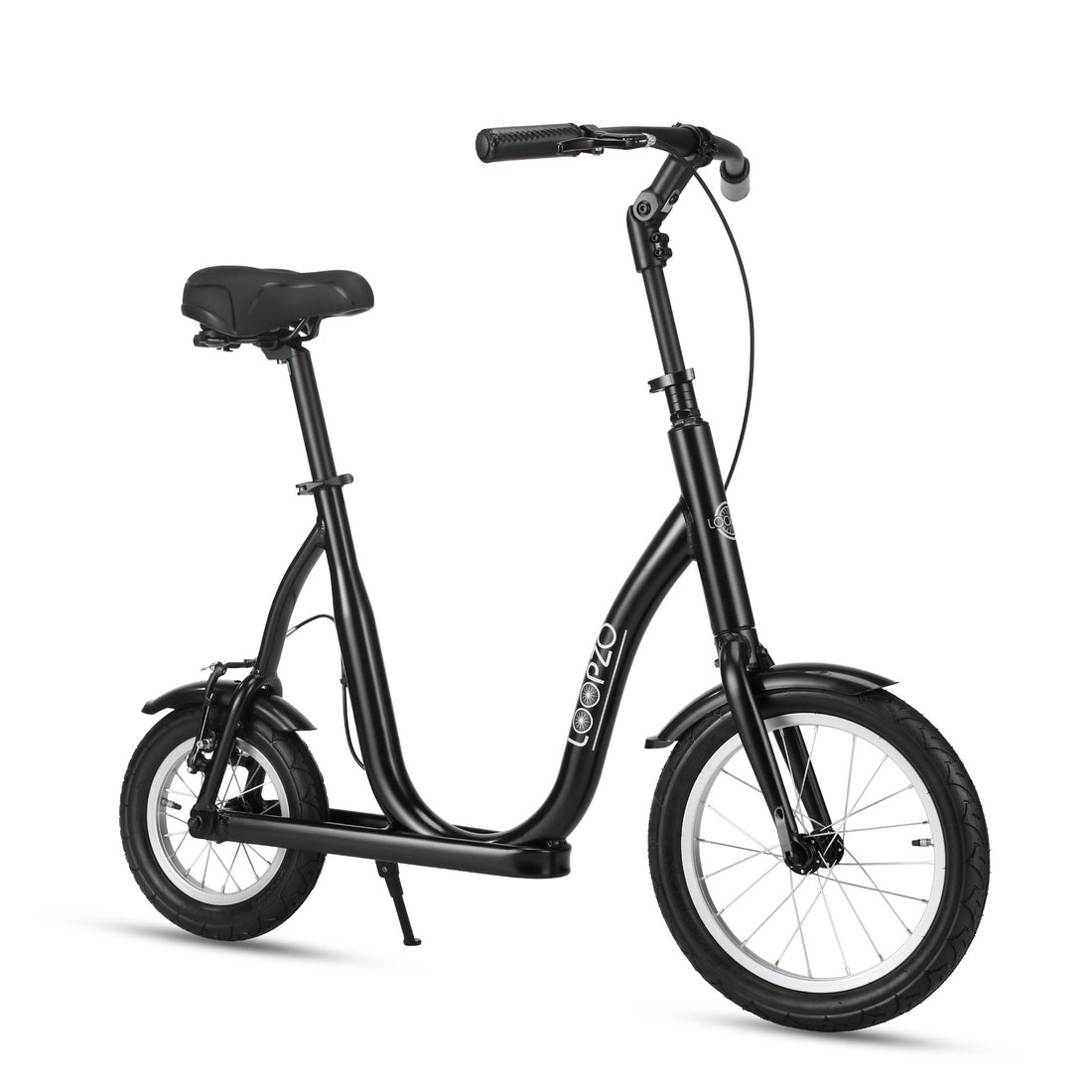 Loopzo loopfiets volwassenen schuin aanzicht rechts zwart