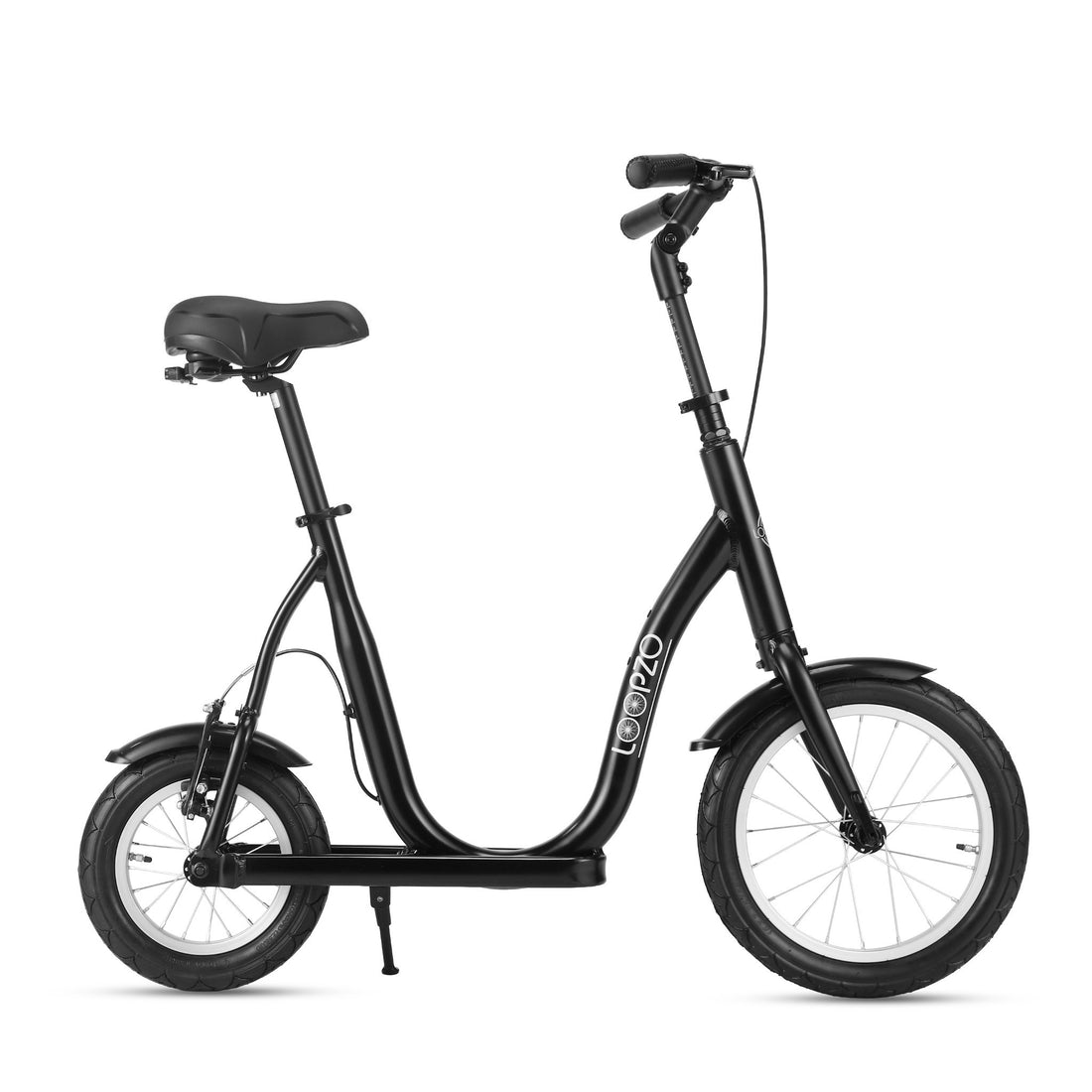 Loopzo loopfiets volwassenen zijaanzicht rechts zwart