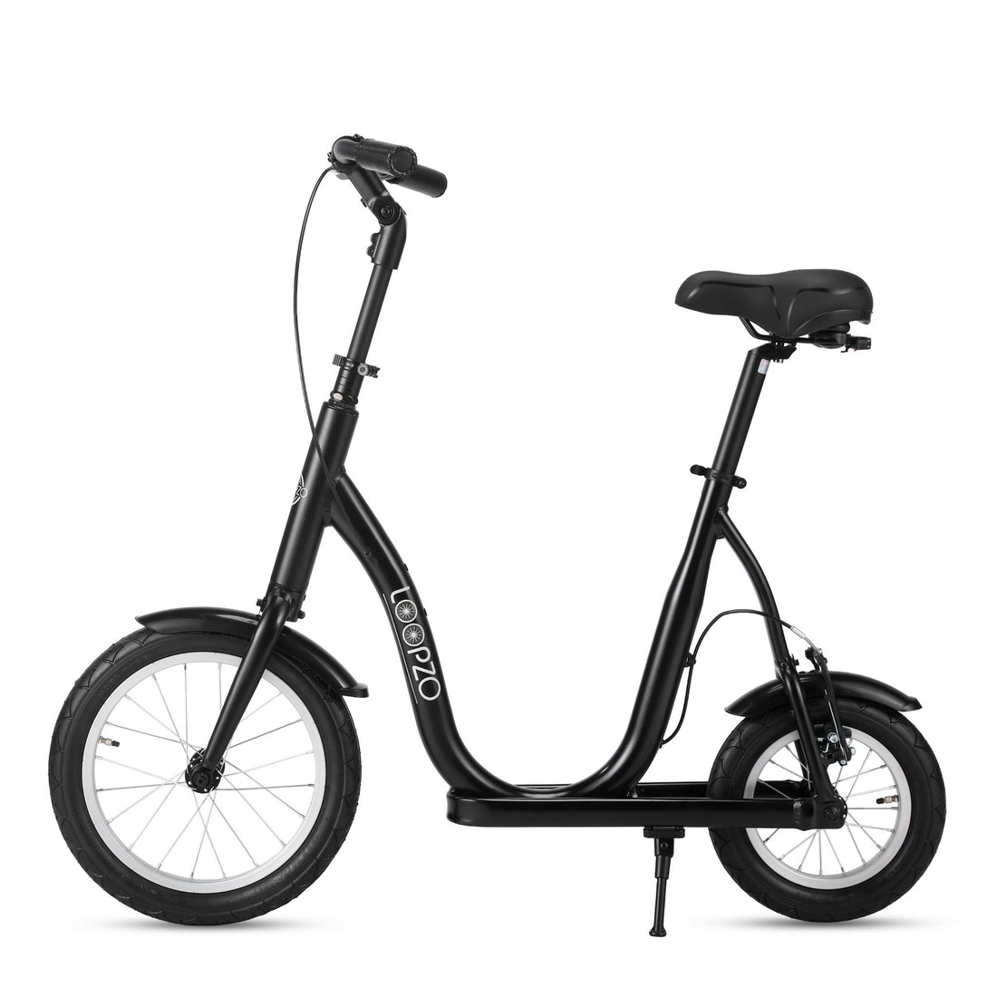 Loopzo loopfiets volwassenen zijaanzicht links zwart